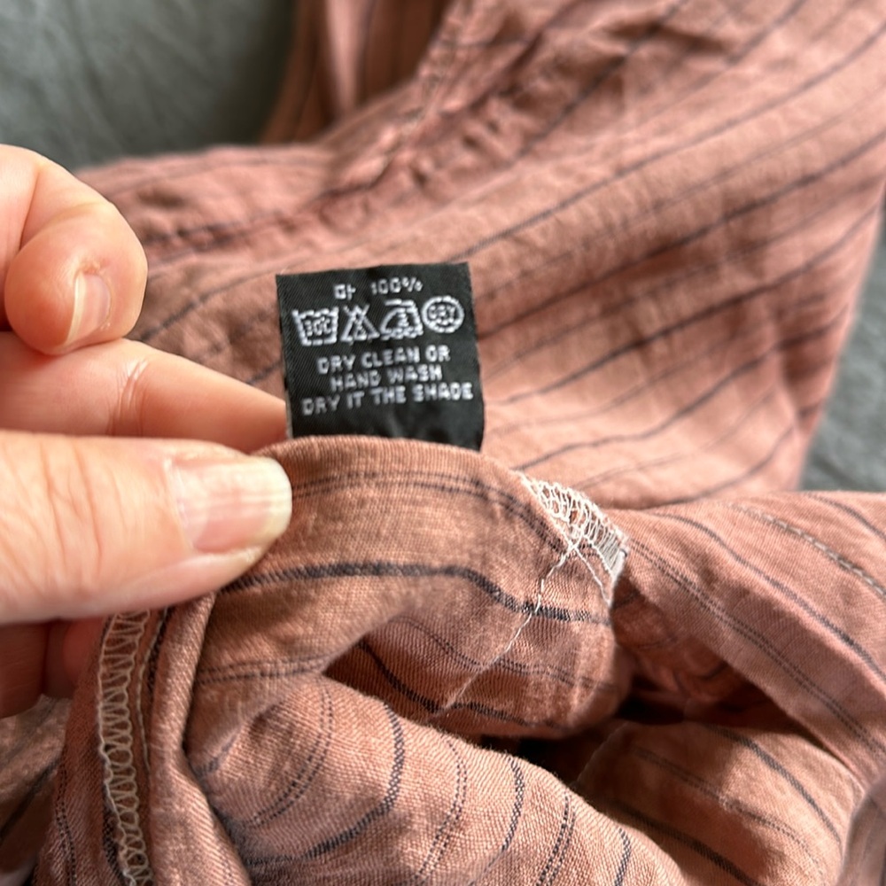 XL Lagenlook dress from a boutique in Seoul Korea. Dusty pink/tan w pinstripes - Picture 11 of 16